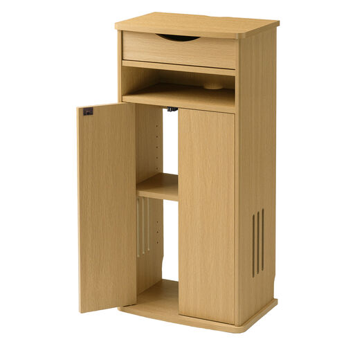 ルーター収納ボックス（電話台・幅40cm・扉付・引き出し付・木製・ケーブルボックス・コード収納・ゲーム機収納・ラック・FAX台・モデム収納・ライトブラウン）