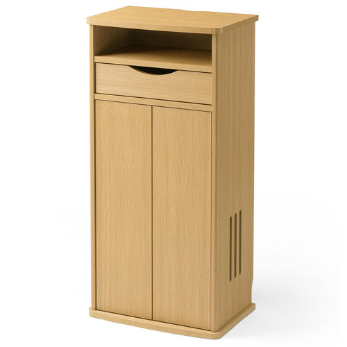 ルーター収納ボックス（電話台・幅40cm・扉付・引き出し付・木製・ケーブルボックス・コード収納・ゲーム機収納・ラック・FAX台・モデム収納・ライトブラウン）