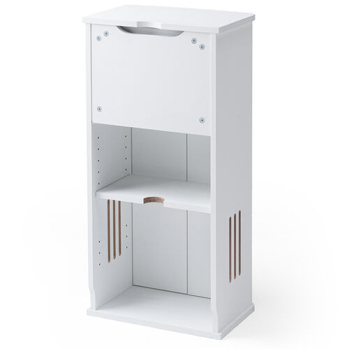 ルーター収納ボックス（電話台・幅40cm・扉付・引き出し付・木製・ケーブルボックス・コード収納・ゲーム機収納・ラック・FAX台・モデム収納・ホワイト）