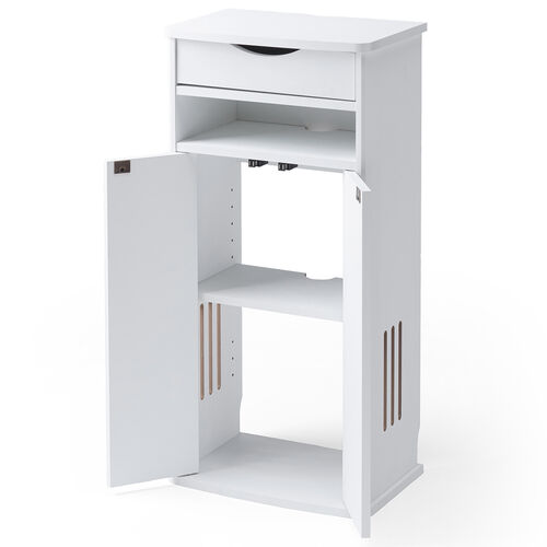 ルーター収納ボックス（電話台・幅40cm・扉付・引き出し付・木製