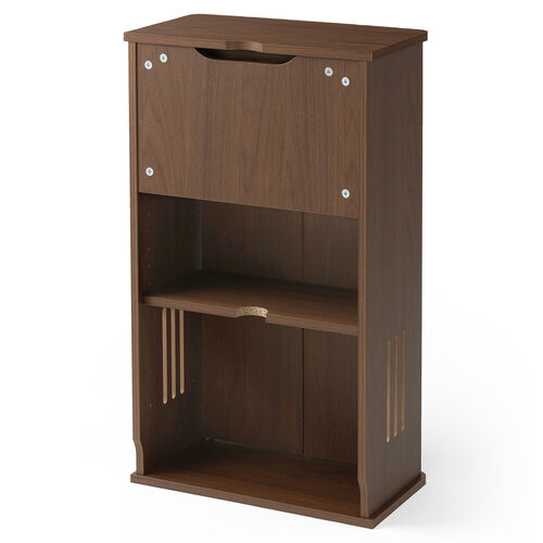 ルーター収納ボックス（電話台・幅48cm・扉付・引き出し付・木製・ケーブルボックス・コード収納・ゲーム機収納・ラック・FAX台・モデム収納・ダークブラウン）