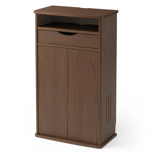 ルーター収納ボックス（電話台・幅48cm・扉付・引き出し付・木製・ケーブルボックス・コード収納・ゲーム機収納・ラック・FAX台・モデム収納・ダークブラウン）