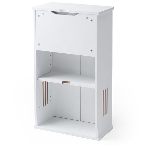 ルーター収納ボックス（電話台・幅48cm・扉付・引き出し付・木製・ケーブルボックス・コード収納・ゲーム機収納・ラック・FAX台・モデム収納・ホワイト）