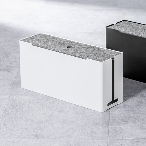 ケーブルボックス（電源まわり・目隠しボックス・タップ収納ボックス・ケーブル収納・幅32cm・充電ステーション・スチール製・Switch収納・完成品・ホワイト）