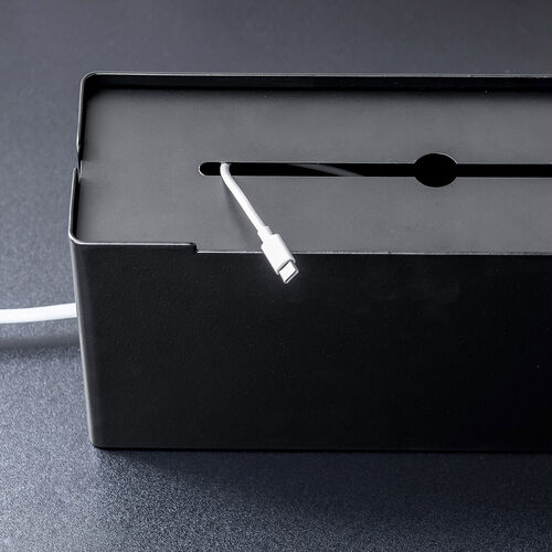 ケーブルボックス（電源まわり・目隠しボックス・タップ収納ボックス・ケーブル収納・幅32cm・充電ステーション・スチール製・Switch収納・完成品・VESA対応・ブラック）