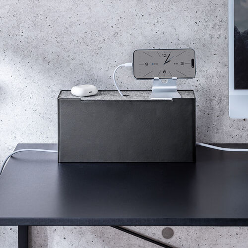 ケーブルボックス（電源まわり・目隠しボックス・タップ収納ボックス・ケーブル収納・幅32cm・充電ステーション・スチール製・Switch収納・完成品・VESA対応・ブラック）