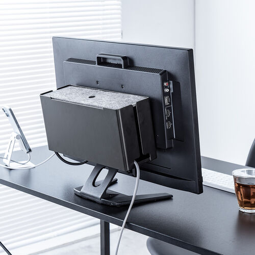ケーブルボックス（電源まわり・目隠しボックス・タップ収納ボックス・ケーブル収納・幅32cm・充電ステーション・スチール製・Switch収納・完成品・VESA対応・ブラック）