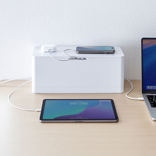 ケーブルボックス（電源まわり・目隠しボックス・タップ収納ボックス・ケーブル収納・幅34cm・充電ステーション・ABS樹脂・Switch収納）