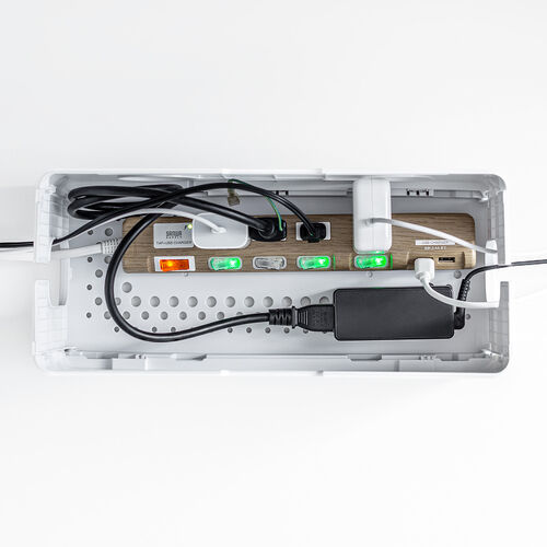 ケーブルボックス（電源まわり・目隠しボックス・タップ収納ボックス・ケーブル収納・幅34cm・充電ステーション・ABS樹脂・Switch収納）