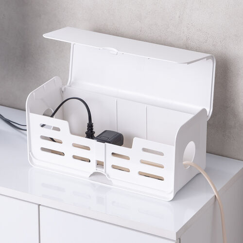ケーブルボックス（電源まわり・目隠しボックス・タップ収納ボックス・ケーブル収納・幅32cm・充電ステーション・ABS樹脂・ポリカーボネート）