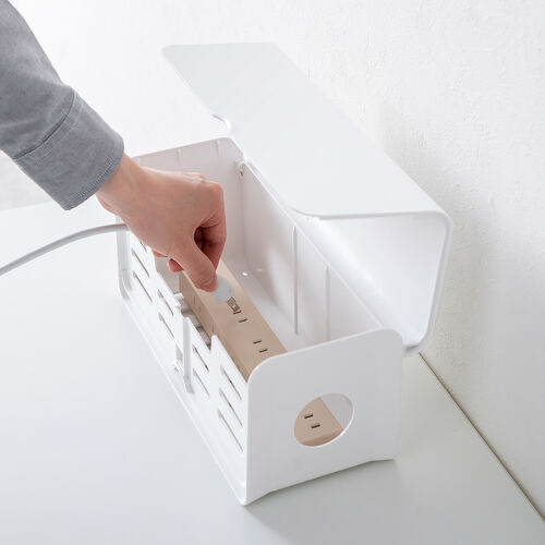 ケーブルボックス（電源まわり・目隠しボックス・タップ収納ボックス・ケーブル収納・幅32cm・充電ステーション・ABS樹脂・ポリカーボネート）