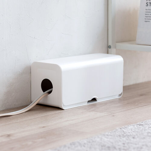 ケーブルボックス（電源まわり・目隠しボックス・タップ収納ボックス・ケーブル収納・幅32cm・充電ステーション・ABS樹脂・ポリカーボネート）