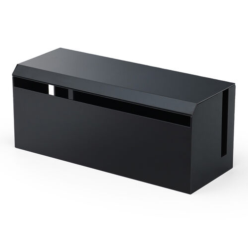 ケーブルボックス（電源まわり・Switch/Switch2収納・ABS樹脂製・難燃グレードUL94-V0・完成品・幅40.1cm・目隠しボックス・タップ収納ボックス・ケーブル収納・ブラック）