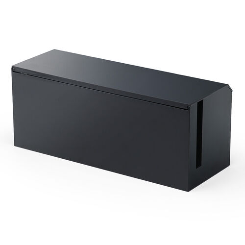 ケーブルボックス（電源まわり・Switch/Switch2収納・ABS樹脂製・難燃グレードUL94-V0・完成品・幅40.1cm・目隠しボックス・タップ収納ボックス・ケーブル収納・ブラック）