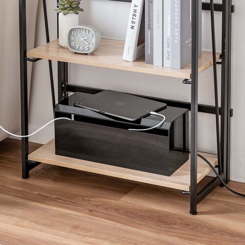 ケーブルボックス（電源まわり・Switch/Switch2収納・ABS樹脂製・難燃グレードUL94-V0・完成品・幅40.1cm・目隠しボックス・タップ収納ボックス・ケーブル収納・ブラック）