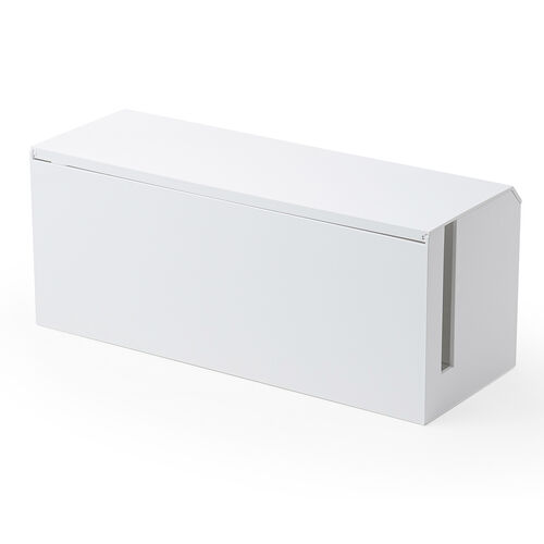 ケーブルボックス（電源まわり・Switch/Switch2収納・ABS樹脂製・難燃グレードUL94-V0・完成品・幅40.1cm・目隠しボックス・タップ収納ボックス・ケーブル収納・ホワイト）