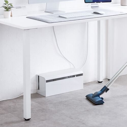 ケーブルボックス（電源まわり・Switch/Switch2収納・ABS樹脂製・難燃グレードUL94-V0・完成品・幅40.1cm・目隠しボックス・タップ収納ボックス・ケーブル収納・ホワイト）