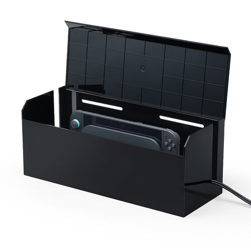 ケーブルボックス（電源まわり・VESA対応・テレビ裏収納・Switch/Switch2収納・ABS樹脂製・難燃グレードUL94-V0・完成品・幅40.1cm・ケーブル収納・ブラック）