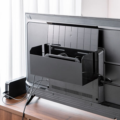 ケーブルボックス（電源まわり・VESA対応・テレビ裏収納・Switch/Switch2収納・ABS樹脂製・難燃グレードUL94-V0・完成品・幅40.1cm・ケーブル収納・ブラック）