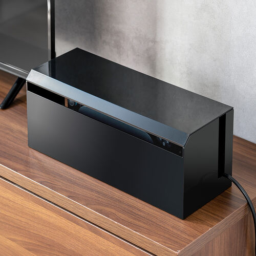 ケーブルボックス（電源まわり・VESA対応・テレビ裏収納・Switch/Switch2収納・ABS樹脂製・難燃グレードUL94-V0・完成品・幅40.1cm・ケーブル収納・ブラック）