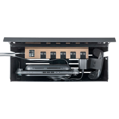 ケーブルボックス（電源まわり・VESA対応・テレビ裏収納・Switch/Switch2収納・ABS樹脂製・難燃グレードUL94-V0・完成品・幅40.1cm・ケーブル収納・ブラック）