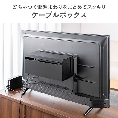 ケーブルボックス（電源まわり・VESA対応・テレビ裏収納・Switch/Switch2収納・ABS樹脂製・難燃グレードUL94-V0・完成品・幅40.1cm・ケーブル収納・ブラック）