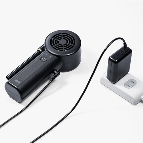 電動エアダスター（充電式・2段階風量調整・逆さ対応・ガス不使用・ノズル付き）