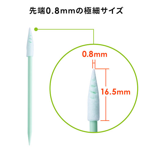 精密綿棒（極細綿棒・先端0.8mm・三角先端・スクリュータイプ・プラスチック製・100本入り・クリーニング・クリーナー）