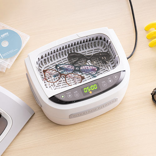 超音波洗浄機  タイマー機能 温水洗浄 容量2.5L （メガネ・時計・アクセサリー・プラモデル脱脂・塗装前洗浄・水温調整）