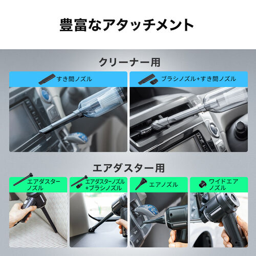 ハンディーカークリーナー（電動エアダスター・2WAY・車用掃除機・小型掃除機・ミニ掃除機・シガー電源DC12V・ケーブル長約2.5m・4000pa ）