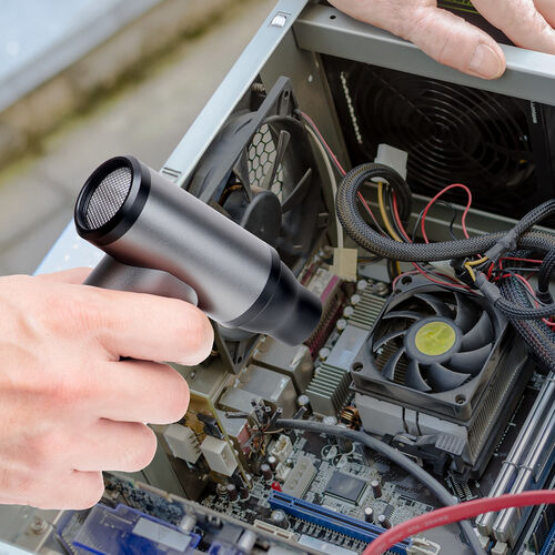 電動エアダスター（風量無段階調節・充電式・ノズル4種類付属・小型・軽量・ガス不使用・空気吸引・TypeC充電・逆さ噴射可能・クリーナー・PC掃除・空気入れ・ブラック）