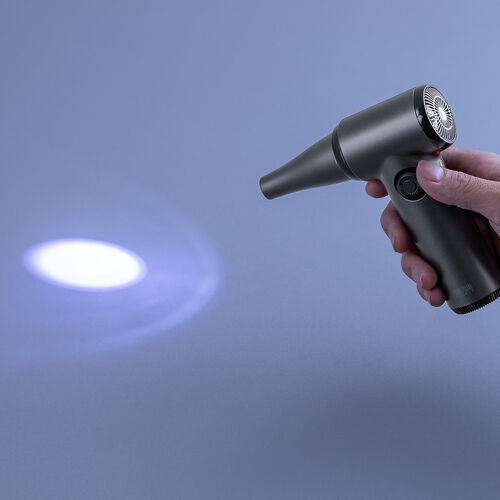 電動エアダスター（充電式・コンパクト・小型・軽量・風量無段階調節・ダイヤルスイッチ・LEDライト・ノズル2種類・収納ポーチ付属・ガス不使用・TypeC充電・逆さ噴射可能・クリーナー）