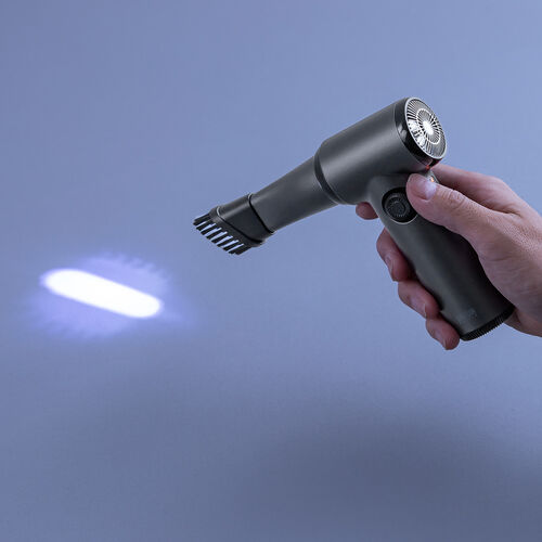 電動エアダスター（充電式・コンパクト・小型・軽量・風量無段階調節・ダイヤルスイッチ・LEDライト・ノズル2種類・収納ポーチ付属・ガス不使用・TypeC充電・逆さ噴射可能・クリーナー）