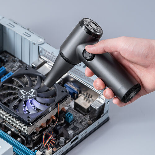 電動エアダスター（充電式・コンパクト・小型・軽量・風量無段階調節・ダイヤルスイッチ・LEDライト・ノズル2種類・収納ポーチ付属・ガス不使用・TypeC充電・逆さ噴射可能・クリーナー）