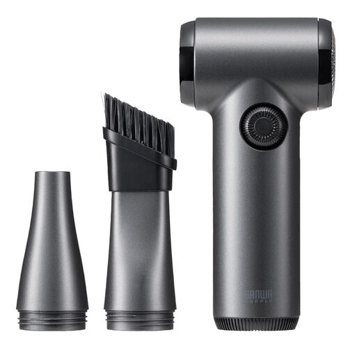 電動エアダスター（充電式・コンパクト・小型・軽量・風量無段階調節・ダイヤルスイッチ・LEDライト・ノズル2種類・収納ポーチ付属・ガス不使用・TypeC充電・逆さ噴射可能・クリーナー）