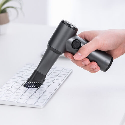電動エアダスター（充電式・コンパクト・小型・軽量・風量無段階調節・ダイヤルスイッチ・LEDライト・ノズル2種類・収納ポーチ付属・ガス不使用・TypeC充電・逆さ噴射可能・クリーナー）