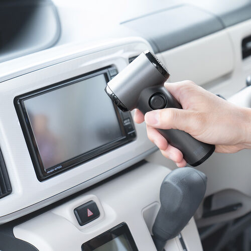 電動エアダスター（充電式・コンパクト・小型・軽量・風量無段階調節・ダイヤルスイッチ・LEDライト・ノズル2種類・収納ポーチ付属・ガス不使用・TypeC充電・逆さ噴射可能・クリーナー）