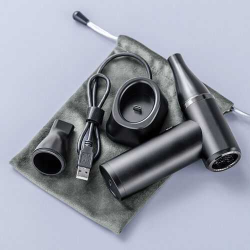 電動エアダスター（充電スタンド・風量無段階調節・ノズル2種類・小型・ガス不使用・TypeC充電・逆さ噴射可能・クリーナー・PC掃除・ブラック）