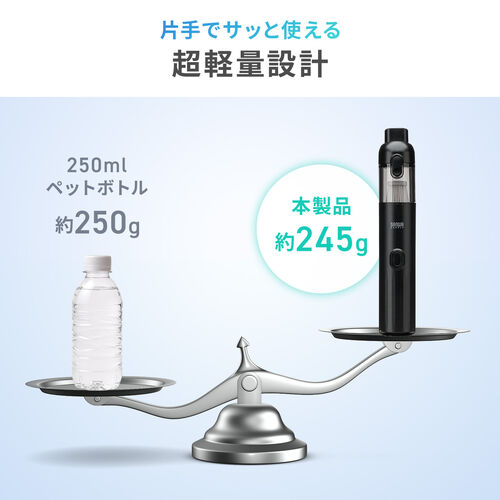 コードレスハンディクリーナー（コンパクト・車用掃除機・14000Pa・強力吸引・軽量・卓上掃除機・Type-C充電・HEPAフィルター付き・ブラック）