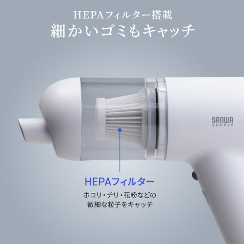 ハンディクリーナー（電動エアダスター・コードレス・吹き飛ばし・吸い込み・車・掃除機・コンパクト・LEDライト・2段階調節・HEPAフィルター・4種アタッチメント付き）