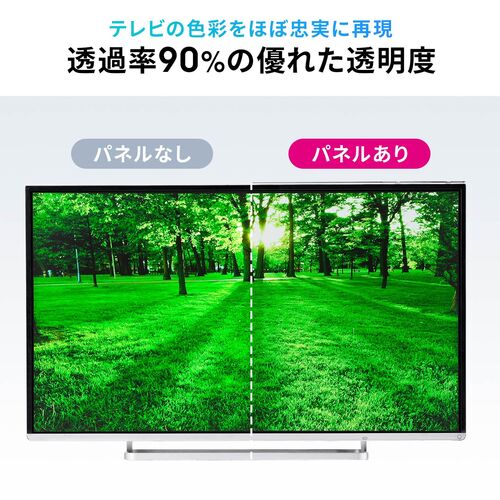 テレビ保護パネル（テレビフィルター・55インチ・キズ防止・厚み3mm・透過率90%・落下防止ベルト付き・光沢）CRT032