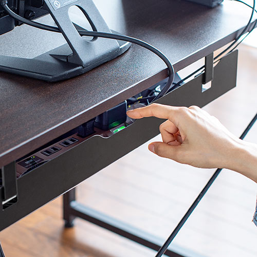 ケーブルトレー（配線受け ケーブルオーガナイザー デスク固定タイプ スチール金属製 電源タップ ケーブル収納 ブラック）