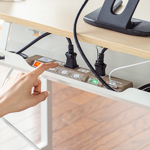 ケーブルトレー（配線受け ケーブルオーガナイザー デスク固定タイプ スチール金属製 電源タップ ケーブル収納 ホワイト）