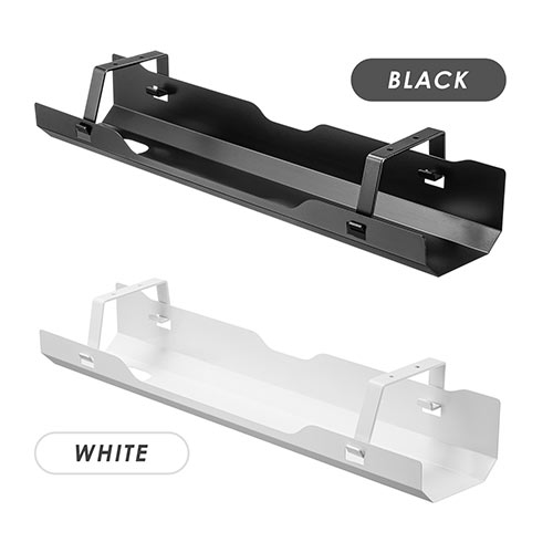 ケーブルトレー（配線受け ケーブルオーガナイザー デスク固定タイプ スチール金属製 電源タップ ケーブル収納 ホワイト）