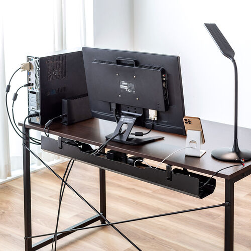 ケーブルトレー（デスク固定タイプ・スチール製・幅90cm・ケーブル