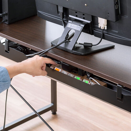 ケーブルトレー（デスク固定タイプ・スチール製・幅90cm・ケーブル