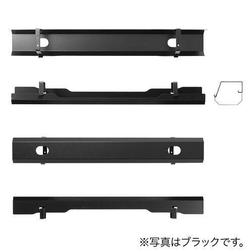 ケーブルトレー（デスク固定タイプ・スチール製・幅90cm・ケーブルオーガナイザ・配線受け・収納・電源タップ・ホワイト）