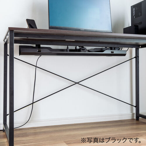 ケーブルトレー（デスク固定タイプ・スチール製・幅90cm・ケーブルオーガナイザ・配線受け・収納・電源タップ・ホワイト）