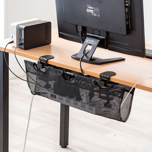 ケーブルトレー（ケーブルオーガナイザー・幅62cm・クランプ固定・メッシュタイプ・配線受け・電源タップ・ケーブル収納）