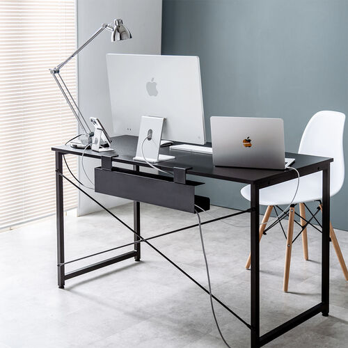 ケーブルトレー（ケーブルオーガナイザー・幅60cm・クランプ固定・スチールタイプ・配線受け・電源タップ・ケーブル収納・ブラック）